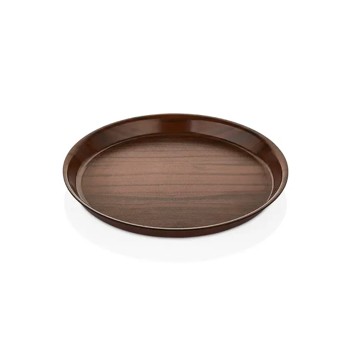 Ø 36 cm Walnut Non-Slip Deep Round Tray