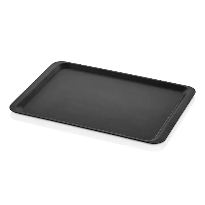 EN.1/1 - 37x53 cm Black Non-Slip Rectangular Economy Tray