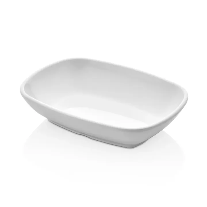 17.2 × 12.3 cm · H 4 cm Porcelain White Square Boat Salad & Mezze Dish